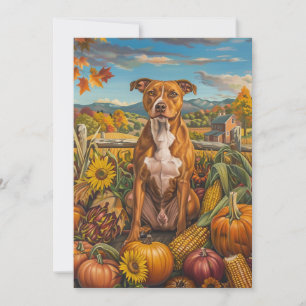Amerikaanse Staffordshire herfst oogst thanksgivin Feestdagenkaart