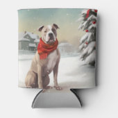 Amerikaanse Staffordshire Hond in Sneeuw Kerstmis Blikjeskoeler (Voorkant)