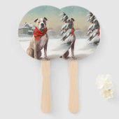 Amerikaanse Staffordshire Hond in Sneeuw Kerstmis Handwaaier (Voorkant en achterkant)