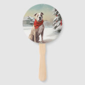 Amerikaanse Staffordshire Hond in Sneeuw Kerstmis Handwaaier (Voorkant)