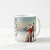 Amerikaanse Staffordshire Hond in Sneeuw Kerstmis Koffiemok (Voorkant rechts)