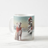 Amerikaanse Staffordshire Hond in Sneeuw Kerstmis Koffiemok (Voorkant links)