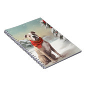 Amerikaanse Staffordshire Hond in Sneeuw Kerstmis Notitieboek (Rechterzijde)