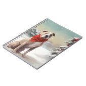 Amerikaanse Staffordshire Hond in Sneeuw Kerstmis Notitieboek (Linkerzijde)