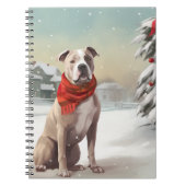 Amerikaanse Staffordshire Hond in Sneeuw Kerstmis Notitieboek (Voorkant)