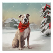 Amerikaanse Staffordshire Hond in Sneeuw Kerstmis Perfect Poster (Voorkant)