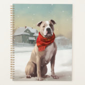 Amerikaanse Staffordshire Hond in Sneeuw Kerstmis Planner (Voorkant)