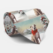 Amerikaanse Staffordshire Hond in Sneeuw Kerstmis Stropdas (Opgerold)