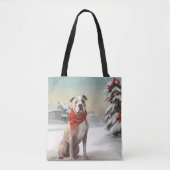 Amerikaanse Staffordshire Hond in Sneeuw Kerstmis Tote Bag (Voorkant)