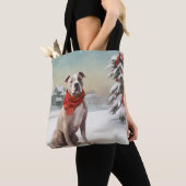 Amerikaanse Staffordshire Hond in Sneeuw Kerstmis Tote Bag (Dichtbij)
