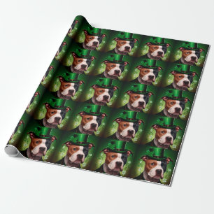 Amerikaanse Staffordshire-hond in St. Patrick's Da Cadeaupapier