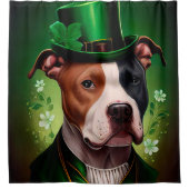 Amerikaanse Staffordshire-hond in St. Patrick's Da Douchegordijn (Voorkant)