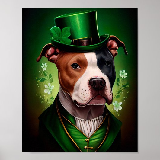 Amerikaanse Staffordshire-hond in St. Patrick's Da Poster (Voorkant)