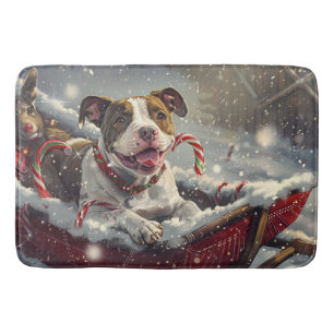 Amerikaanse Staffordshire Hond Kerst Feestelijk Badmat