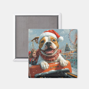 Amerikaanse Staffordshire-hond Kerstmis Magneet