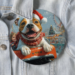 Amerikaanse Staffordshire-hond Kerstmis Ronde Button 6,0 Cm