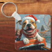 Amerikaanse Staffordshire-hond Kerstmis Sleutelhanger (Voorkant)