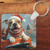 Amerikaanse Staffordshire-hond Kerstmis Sleutelhanger (Achterkant)