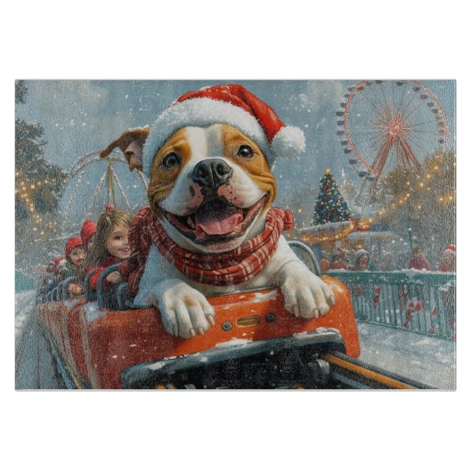 Amerikaanse Staffordshire-hond Kerstmis Snijplank (Voorkant)