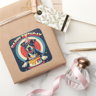 Amerikaanse Staffordshire hond kleurrijk Vierkante Sticker