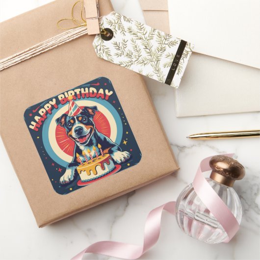 Amerikaanse Staffordshire hond kleurrijk Vierkante Sticker (Geschenken)