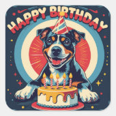 Amerikaanse Staffordshire hond kleurrijk Vierkante Sticker (Voorkant)