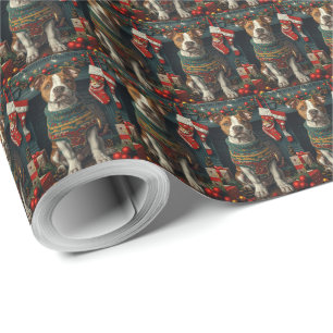 Amerikaanse Staffordshire hond met kerstcadeaus Cadeaupapier