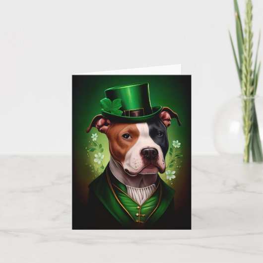 Amerikaanse Staffordshire-hond op St. Patrick's Da Kaart (Voorkant)