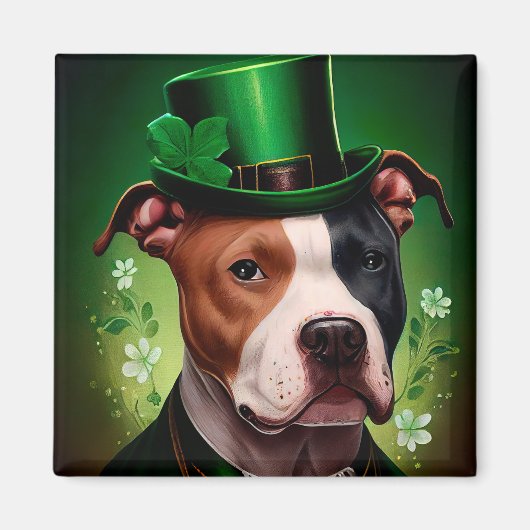Amerikaanse Staffordshire hond op St. Patrick's Da Magneet (Voorkant)