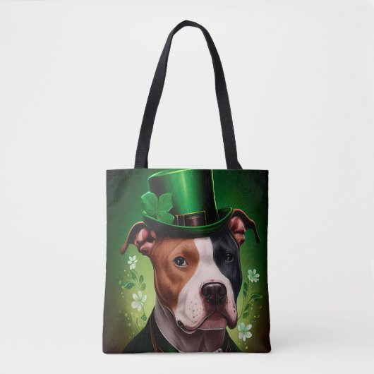 Amerikaanse Staffordshire-hond op St. Patrick's Da Tote Bag (Voorkant)