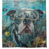 Amerikaanse Staffordshire Hond Scuba Duiken Onderw Douchegordijn (Voorkant)