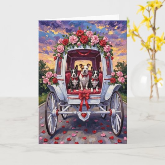 Amerikaanse Staffordshire-hond Valentijnsdag Kaart (Gele Bloem)