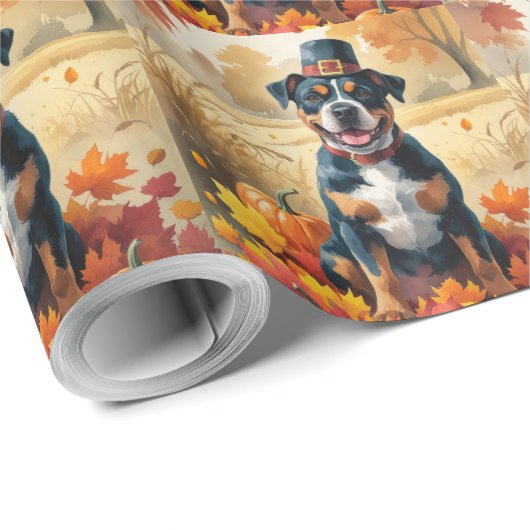 Amerikaanse Staffordshire in herfstbladeren Cadeaupapier (Rol Hoek)