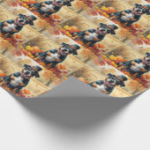 Amerikaanse Staffordshire in herfstbladeren Cadeaupapier (Hoek)