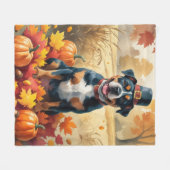 Amerikaanse Staffordshire in herfstbladeren Fleece Deken (Voorkant (Horizontaal))