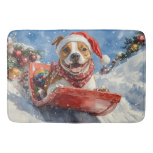 Amerikaanse Staffordshire in Sledge Christmas Badmat
