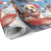 Amerikaanse Staffordshire in Sledge Christmas Cadeaupapier (Rol Hoek)