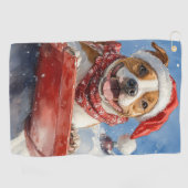 Amerikaanse Staffordshire in Sledge Christmas Golfhanddoek (Horizontaal)
