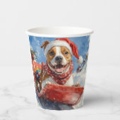 Amerikaanse Staffordshire in Sledge Christmas Papieren Bekers (Voorkant)