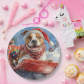 Amerikaanse Staffordshire in Sledge Christmas Papieren Bordje (Feest)