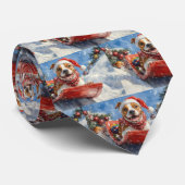 Amerikaanse Staffordshire in Sledge Christmas Stropdas (Opgerold)