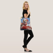 Amerikaanse Staffordshire in slee Kerstmis Tote Bag (Op model)
