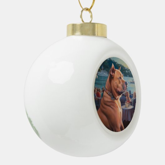 Amerikaanse Staffordshire Kerstcruise: Pawsome Keramische Bal Ornament (Links)