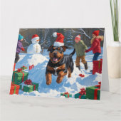 Amerikaanse Staffordshire Kerstfeest Sneeuw Kaart (Voorkant)