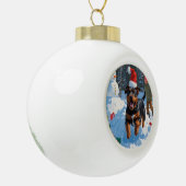 Amerikaanse Staffordshire Kerstfeest Sneeuw Keramische Bal Ornament (Links)