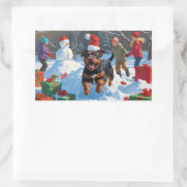 Amerikaanse Staffordshire Kerstfeest Sneeuw Rechthoekige Sticker (Tas)