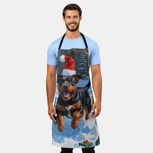 Amerikaanse Staffordshire Kerstfeest Sneeuw Schort (Gedragen)