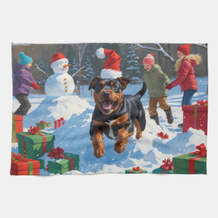 Amerikaanse Staffordshire Kerstfeest Sneeuw Theedoek