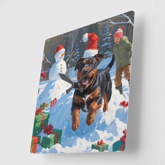 Amerikaanse Staffordshire Kerstfeest Sneeuw Vierkante Klok (Hoek)