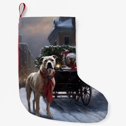 Amerikaanse Staffordshire Kerstfeestperiode Kleine Kerstsok (Voorkant)